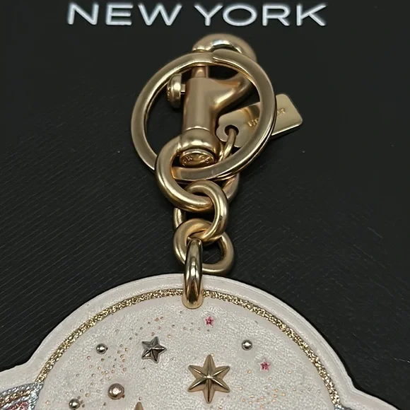 Coach X NASA Saturn Planet Space Leather Bag Charm keychain FOB Glitter Space - Picture 4 of 8